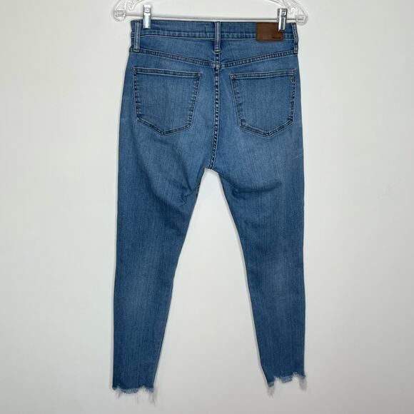 Madewell Women's 9" High Rise Skinny Jean Size 29 Blue Raw Hem Distressed Denim - Picture 10 of 13